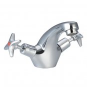 Just Taps Plus Astra Crosshead Mono Basin Mixer Tap with Pop-Up Waste Dual Handle - Chrome