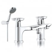 Just Taps Plus Space Deck Mounted Bath Shower Mixer Tap with Kit - Chrome