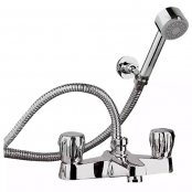 Just Taps Plus Continental Bath Shower Mixer with Kit, Pillar Mounted - Chrome