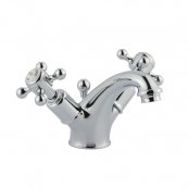 Just Taps Plus Grosvenor Basin Mixer Tap with Pop-Up Waste Cross Handle - Chrome