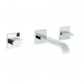 Just Taps Plus Leo 3-Hole Basin Spout and Stop Valves, Wall Mounted, Chrome