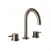 Just Taps Plus Vos 3-Hole Deck Mounted Basin Mixer Tap with Pop-Up Waste - Brushed Black