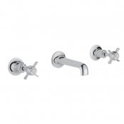 Just Taps Plus Grosvenor 3-Hole Wall Mounted Basin Mixer Tap Pinch Handle - Chrome
