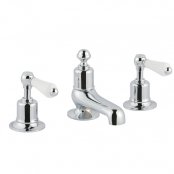 Just Taps Plus Grosvenor 3-Hole Deck Mounted Basin Mixer Tap Lever Handle - Chrome