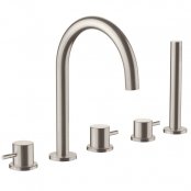 Just Taps Plus Inox 5-Hole Bath Shower Mixer Tap with Diverter and Extractable Handset - Stainless Steel