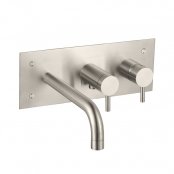 Just Taps Plus Inox 3-Hole Wall Mounted Bath Shower Mixer Tap with Hose Attachment - Stainless Steel