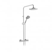 Just Taps Plus Round Thermostatic Shower Mixer with Rigid Riser and Fixed Head - Chrome