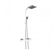 Just Taps Plus Kubix Thermostatic Shower Mixer with Rigid Riser and Fixed Head - Chrome