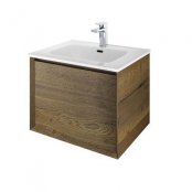 The White Space Distrikt Wall Hung Vanity Unit - 600mm Wide Tobacco Oak
