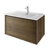 The White Space Distrikt Wall Hung Vanity Unit - 810mm Wide Tobacco Oak