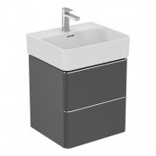 Ideal Standard Strada II 500mm Wall Hung Matt Anthracite Washbasin Unit with 2 Drawers