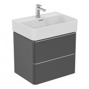 Ideal Standard Strada II 600mm Wall Hung Matt Anthracite Washbasin Unit with 2 Drawers