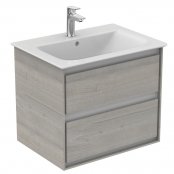 Ideal Standard Connect Air 600mm 2 Drawer Vanity Unit (Light Grey Wood with Matt White Interior)