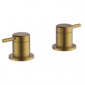 Britton Bathrooms Hoxton Deck Mounted Brushed Brass Valves