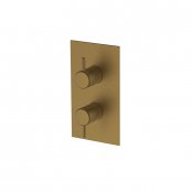 Britton Bathrooms Hoxton Brushed Brass Thermostatic Shower Mixer Valve with Diverter