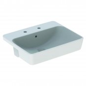 Geberit VariForm 550mm Square Semi-Recessed 2 Tap Hole Basin - With Overflow