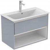 Ideal Standard Connect Air 800mm Vanity Unit with 1 Drawer and Open Shelf (Gloss Grey with Matt White Interior)