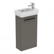 Ideal Standard i.life S Floorstanding 41cm 1 Door Matt Quartz Grey Guest Washbasin Unit