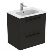 Ideal Standard i.life A Wall Hung 60cm 2 Drawer Matt Carbon Grey Vanity Unit