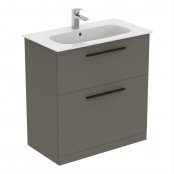 Ideal Standard i.life A Floorstanding 80cm 2 Drawer Matt Quartz Grey Vanity Unit