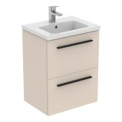 Ideal Standard i.life S Compact Wall Hung 50cm 2 Drawer Matt Sandy Beige Vanity Unit