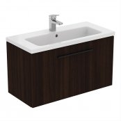 Ideal Standard i.life S Compact Wall Hung 80cm 1 Drawer Coffee Oak Vanity Unit