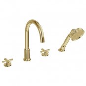 Burlington Riviera Gold 4-Hole Deck Mounted Bath Shower Mixer
