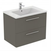 Ideal Standard i.life B Wall Hung 80cm 2 Drawer Matt Quartz Grey Vanity Unit