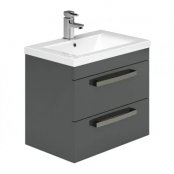 Essential Nevada 600mm Wall Hung Unit With Basin & 2 Drawers, Grey