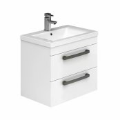 Essential Nevada 600mm Wall Hung Unit With Basin & 2 Drawers, White