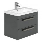 Essential Nevada 800mm Wall Hung Unit With Basin & 2 Drawers, Grey