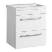 Essential Montana 600mm 2 Drawer Floor Standing Unit with Basin, Gloss White