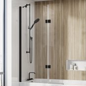 Roman Innov8 Inward Opening Hinged Bath Screen Left Hand - Black