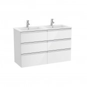 Roca The Gap Gloss White 1200mm 6 Drawer Wall Hung Vanity Unit with 2 Basins