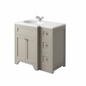 Harrogate Ripley Dovetail Grey 900mm Return Vanity Unit & White Solid Surface Basin - Left Hand