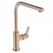 Ideal Standard Gusto single lever L spout kitchen mixer with Bluestart technology, sunset rose