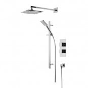 Tavistock Index Dual Function Square Shower System with Riser Kit & Overhead Shower - Chrome