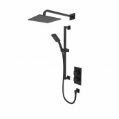 Tavistock Index Dual Function Square Shower System with Riser Kit & Overhead Shower - Black
