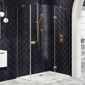 Dawn Athena Brass 1200 x 800mm Hinged Offset Quadrant Shower Enclosure