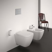 Ideal Standard i.life S Compact Wall Hung Toilet + Concealed WC Cistern with Wall Hung Frame & Chrome Flushplate