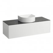 Laufen Sonar 1200mm Matt White & Nero Marquina Drawer Element with Centre Cutout