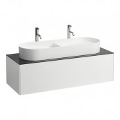 Laufen Sonar 1200mm Matt White & Nero Marquina Drawer Element with Centre Cutout