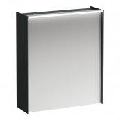 Laufen Lani Traffic Grey 600mm Illuminated Mirror Cabinet with 2 Glass Shelves - Left Hand