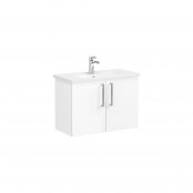 Vitra Root 80cm Compact Basin Unit with Two Doors - High Gloss White