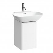 Laufen Base Matt White 315mm Vanity Unit with Door & Anodised Aluminium Handle - Left Hand