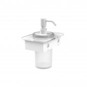 Vado Cameo Soap Dispenser with 150mm White Glass Shelf - Matt White