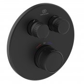 Ideal Standard Ceratherm Navigo Built-In Thermostatic 2 Outlet Round Shower Mixer - Silk Black