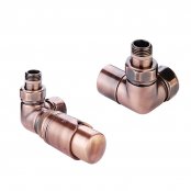 Zehnder Left Handed Thermostatic Double Angled Valve Set 10 - Copper