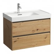 Laufen Meda 800mm 2 Drawer Vanity Unit for Left Hand Basin - Wild Oak