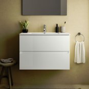 Ideal Standard Eurovit+ 80cm Wall Mounted Vanity Unit with 2 Drawers - Gloss White